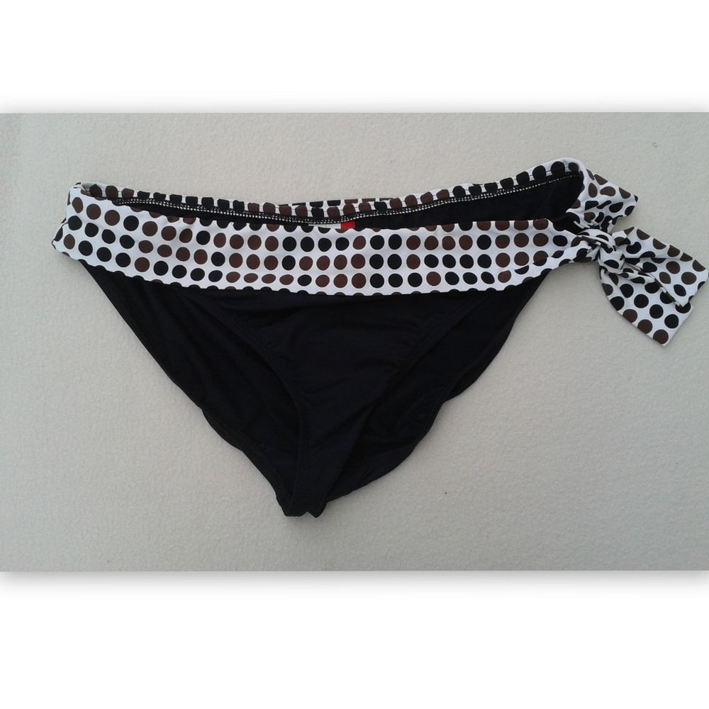 Anne Klien Size 12 Black w/ Brown Womens Swimsuit Bikini Bottoms